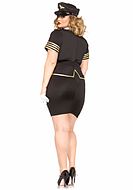Kvinnelig pilot, kostyme-kjole, belte, skinnende kanting, XL til 4XL